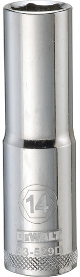 DeWALT DWMT93529OSP Drive Socket, 14 mm Socket, 1/2 in Drive, 6-Point, Vanadium Steel, Polished Chrome